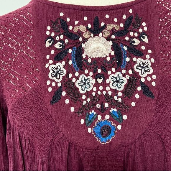 Free People Mohave A Line Swing Mini Dress XS Plum Oversized Deep V Back - Picture 10 of 16